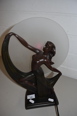 Lot 120 - ART DECO STYLE BRONZED RESIN FIGURAL TABLE LAMP