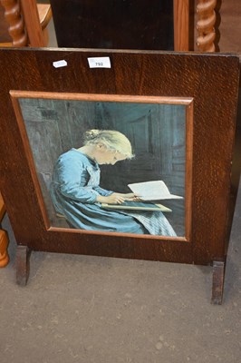 Lot 792 - PLYWOOD FIRE SCREEN DECORATED WITH A PRINT