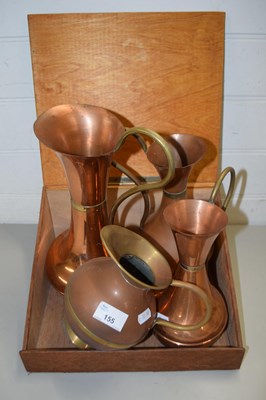 Lot 155 - MIXED LOT: VARIOUS ASSORTED COPPER JUGS AND A...