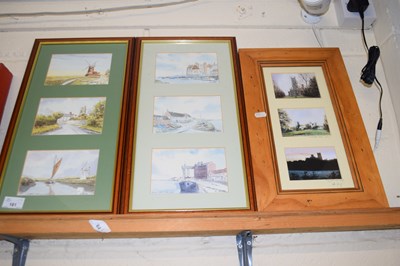 Lot 181 - RON BROOKS, TWO FRAMED GROUPS OF THREE VIEWS...