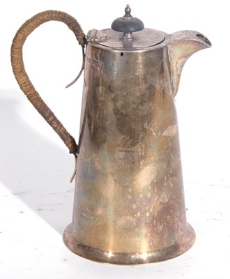 Lot 14 - Hallmarked silver hot water jug of tapering...