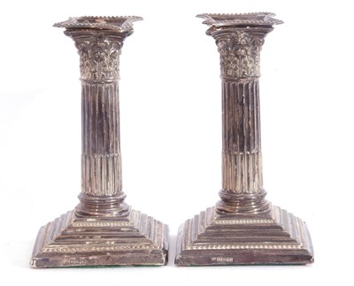 Lot 35 - Pair of silver neo classical style corinthian...