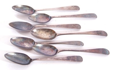 Lot 45 - Group of seven Georgian silver teaspoons, four...