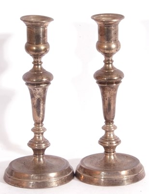 Lot 50 - Pair of George V silver candle sticks with...