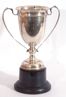 Lot 53 - Silver presentation twin handled trophy cup...