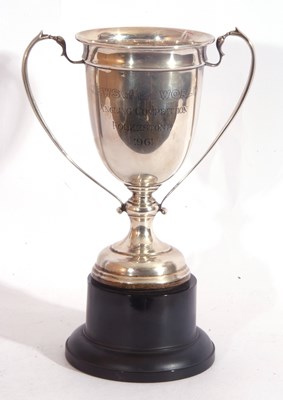 Lot 53 - Silver presentation twin handled trophy cup...