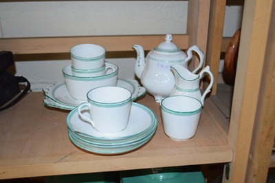 Lot 567 - QUANTITY OF GREEN RIMMED COFFEE WARES