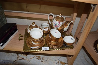 Lot 579 - CONTINENTAL GILT DECORATED COFFEE SET TOGETHER...