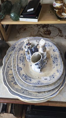 Lot 580 - COLLECTION OF VICTORIAN BLUE AND WHITE MEAT...