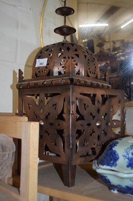 Lot 582 - MODERN COPPER FINISH CANDLE LANTERN