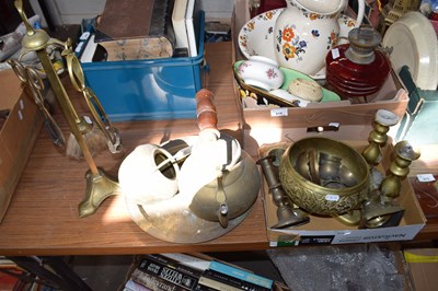 Lot 615 - MIXED LOT: VARIOUS BRASS WARES TO INCLUDE FIRE...