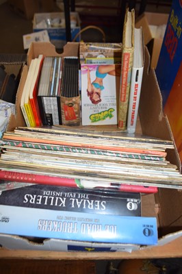 Lot 628 - BOX OF VARIOUS RECORDS, DVD'S ETC