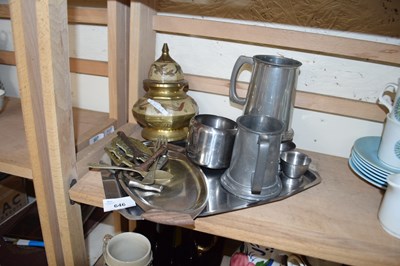 Lot 646 - MIXED LOT: PEWTER TANKARDS, VINTAGE STEEL...