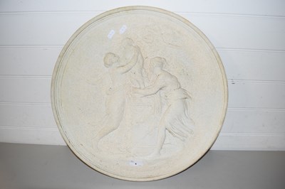 Lot 4 - CIRCULAR COMPOSITION WALL PLAQUE DECORATED...