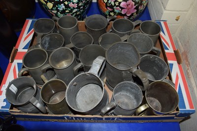 Lot 21 - BOX OF VARIOUS ASSORTED PEWTER TANKARDS