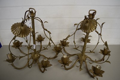 Lot 30 - PAIR OF MODERN METAL FLORAL DECORATED CEILING...