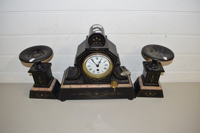 Lot 45 - LATE VICTORIAN THREE PIECE CLOCK GARNITURE IN...