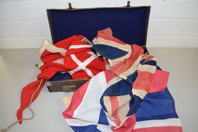 Lot 46 - SMALL CASE CONTAINING SMALL VINTAGE UNION JACK...