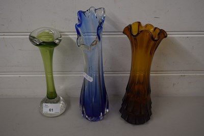Lot 61 - MIXED LOT:  THREE VARIOUS ART GLASS VASES