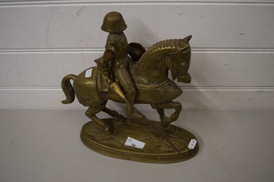 Lot 76 - BRASS MODEL OF A KNIGHT ON HORSEBACK