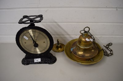 Lot 90 - SALTER KITCHEN SCALES TOGETHER WITH BRASS...