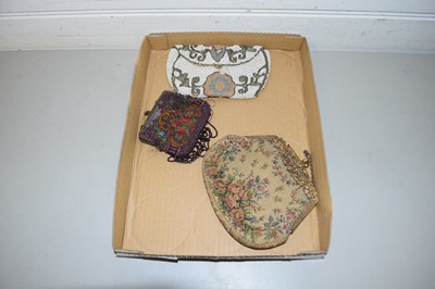 Lot 111 - TWO SMALL BEADED EVENING BAGS/PURSES AND ONE...
