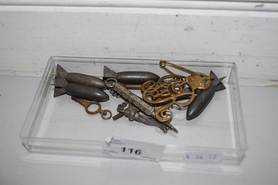 Lot 116 - MIXED LOT: VARIOUS POCKET WATCH KEYS, MILITARY...