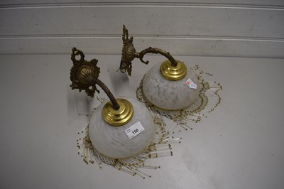 Lot 150 - PAIR OF WALL LIGHTS WITH MARBLED GLASS SHADES