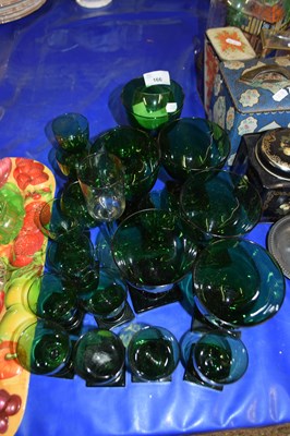 Lot 166 - A QUANTITY OF GREEN GLASS RUMMERS AND MATCHING...