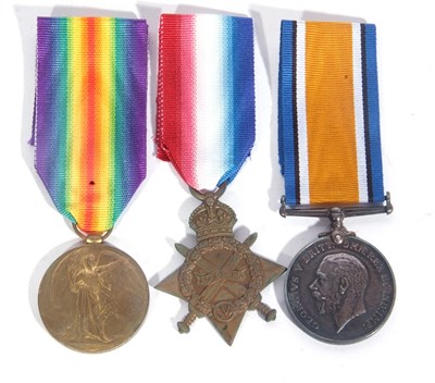 Lot 214 - WWI British medal trio including 1914-15 star,...
