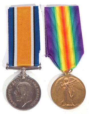 Lot 212 - WWI British medal pair war medal, victory...