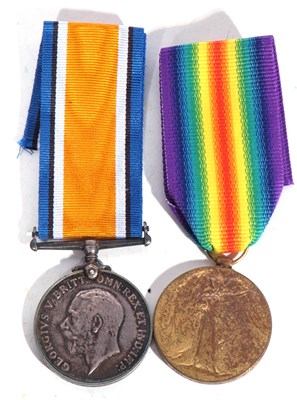 Lot 208 - WWI British medal pair, war medal, victory...