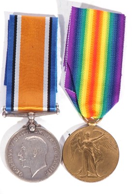 Lot 209 - WWI British medal pair, war medal, victory...
