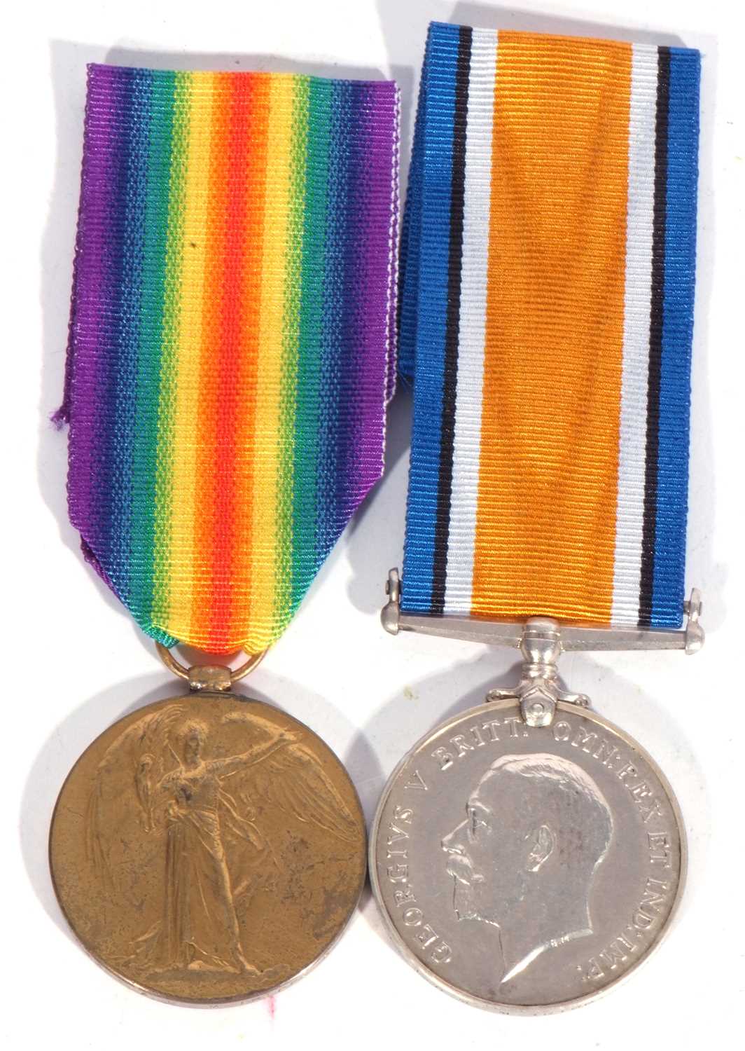 Lot 213 - WWI British medal pair, war medal, victory