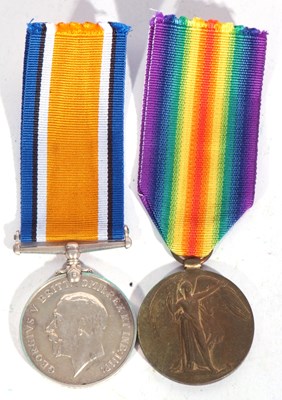 Lot 220 - WWI British medal pair - war medal, victory...