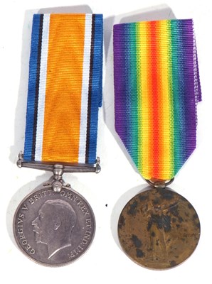Lot 217 - WWI British medal pair - war medal, victory...