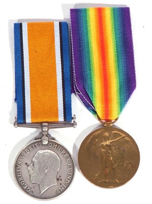 Lot 216 - WWI British medal pair - war medal, victory...