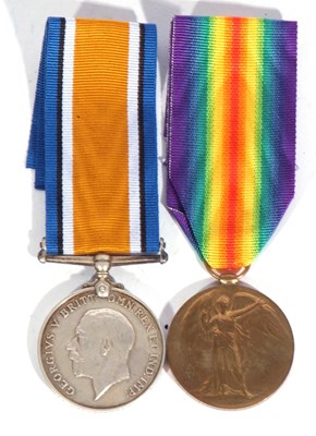 Lot 218 - WWI British medal pair - war medal, victory...