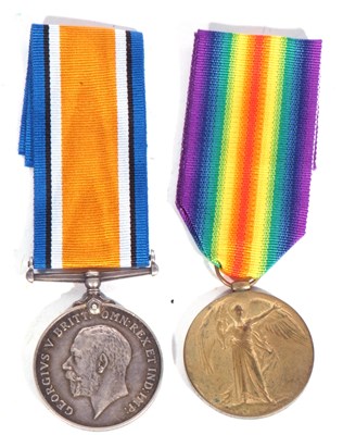 Lot 222 - WWI British medal pair - war medal, victory...