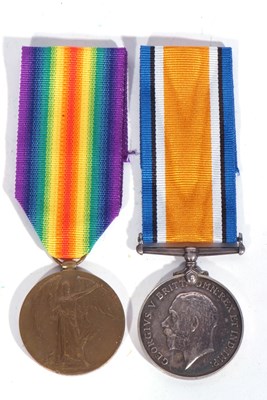 Lot 223 - WWI British medal pair - war medal, victory...