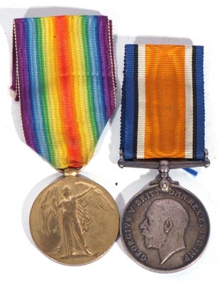 Lot 225 - WWI British medal pair - war medal, victory...