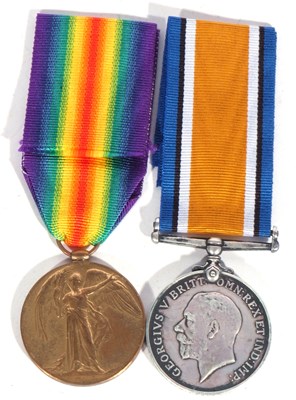 Lot 201 - WWI British medal pair - war medal, victory...