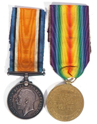 Lot 230 - WWI British medal pair - war medal, victory...