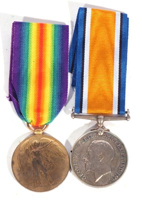 Lot 228 - WWI British medal pair - war medal, victory...
