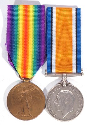 Lot 169 - WWI British medal pair - war medal, victory...