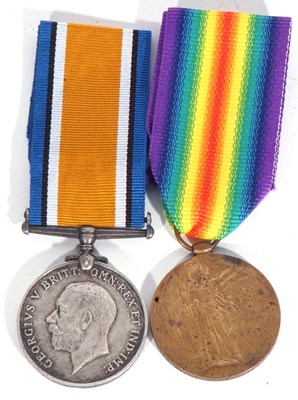 Lot 170 - WWI British medal pair - war medal, victory...