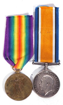 Lot 166 - WWI British medal pair - war medal, victory...