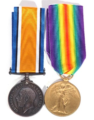 Lot 167 - WWI British medal pair - war medal; victory...
