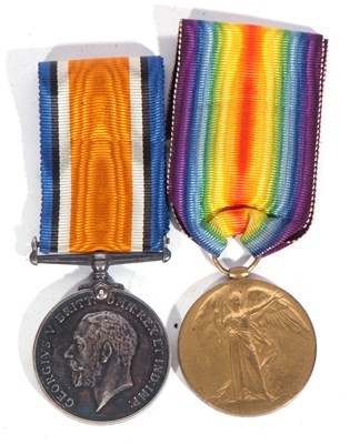 Lot 171 - WWI British medal pair - war medal, victory...