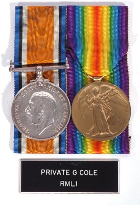 Lot 196 - WWI British medal pair - war medal, victory...